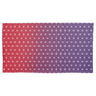 Japanese Asanoha Traditional Print Red & Purple Pillowcase