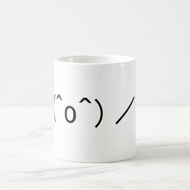Japanese ASCII Art"\(^o^)/Owa" Coffee Mug (Center)