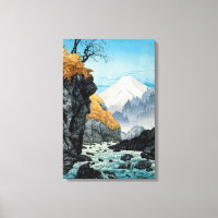 Japanese Asian Art Vintage Snow Covered Mountain