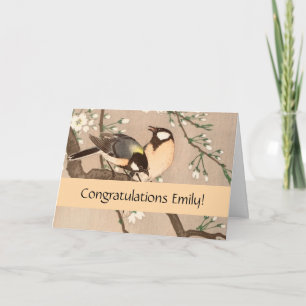 Japanese Asian Bird Chickadee Songbird Card