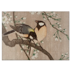 Japanese Asian Bird Chickadee Songbird Cutting Board