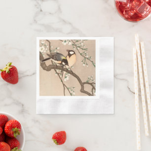 Japanese Asian Bird Chickadee Songbird Napkin