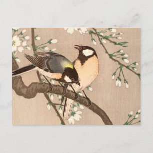 Japanese Asian Bird Chickadee Songbird Postcard