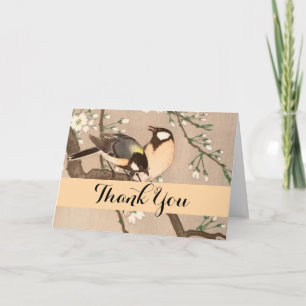 Japanese Asian Bird Chickadee Songbird Thank You Card