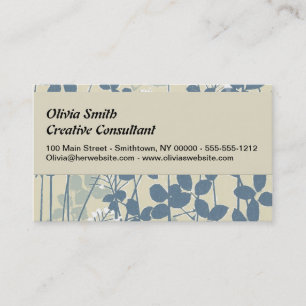 Japanese Asian Blue Leaf Flower Business Card