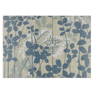 Japanese Asian Blue Leaf Flower Cutting Board