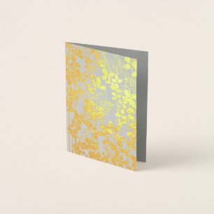 Japanese Asian Blue Leaf Flower Foil Card