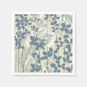 Japanese Asian Blue Leaf Flower Napkin