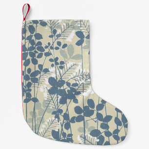 Japanese Asian Blue Leaf Flower Small Christmas Stocking