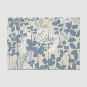 Japanese Asian Blue Leaf Flower Tissue Paper