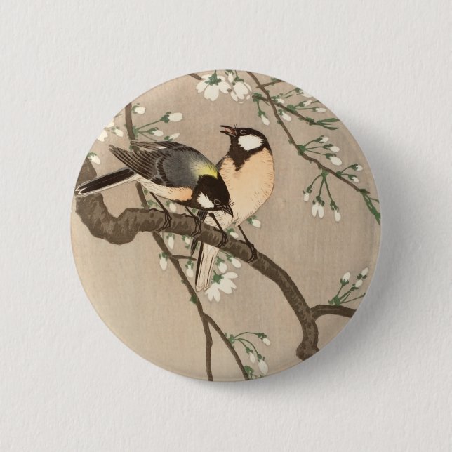 Japanese Asian Koson Bird Chickadee Songbird 6 Cm Round Badge (Front)