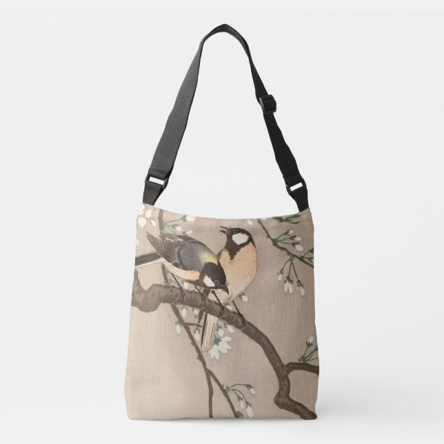 Japanese Asian Koson Bird Chickadee Songbird Crossbody Bag (Front)