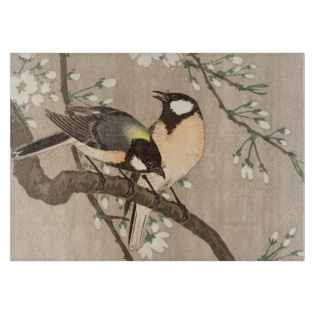 Japanese Asian Koson Bird Chickadee Songbird Cutting Board (Front)