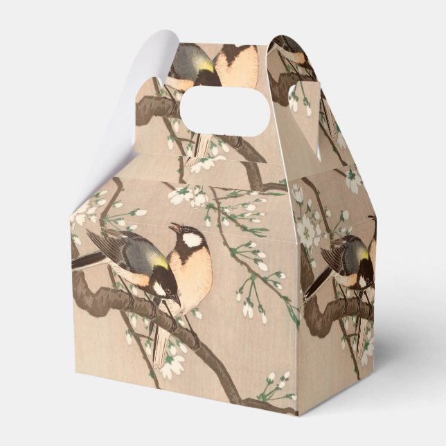 Japanese Asian Koson Bird Chickadee Songbird Favour Box (Front Side)