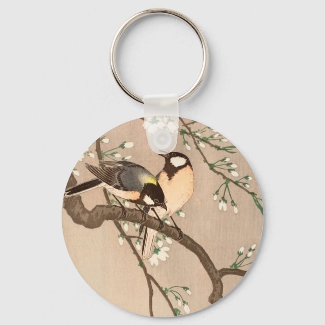 Japanese Asian Koson Bird Chickadee Songbird Key Ring (Front)