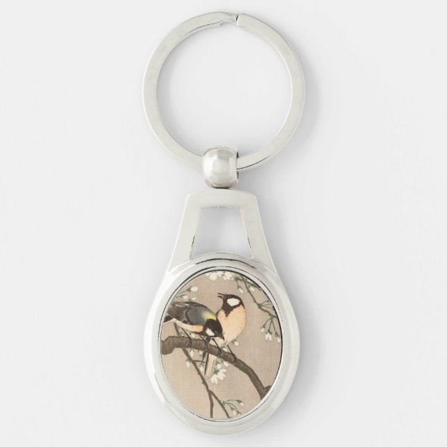 Japanese Asian Koson Bird Chickadee Songbird Key Ring (Front)