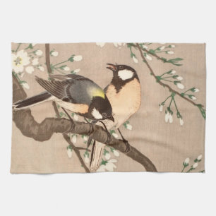 Japanese Asian Koson Bird Chickadee Songbird Tea Towel