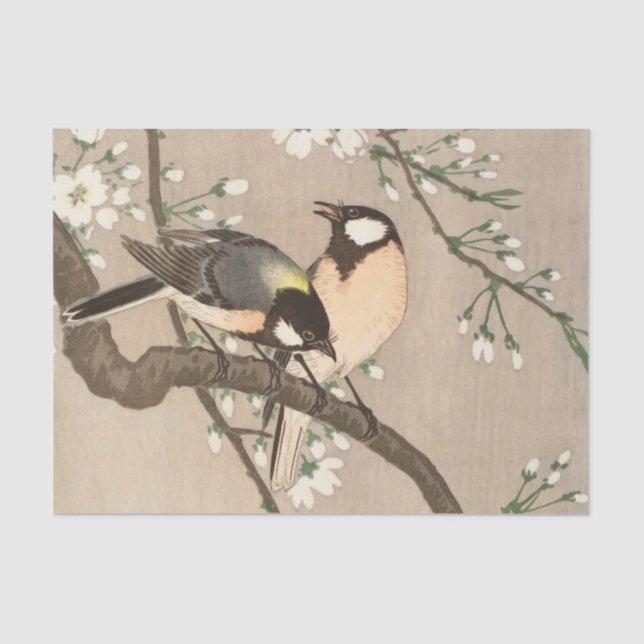 Japanese Asian Koson Bird Chickadee Songbird Tissue Paper (Front)