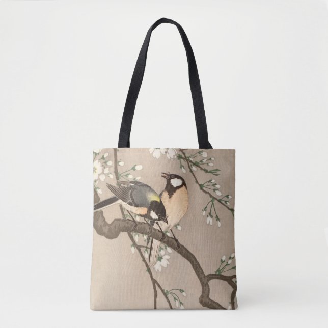 Japanese Asian Koson Bird Chickadee Songbird Tote Bag (Front)