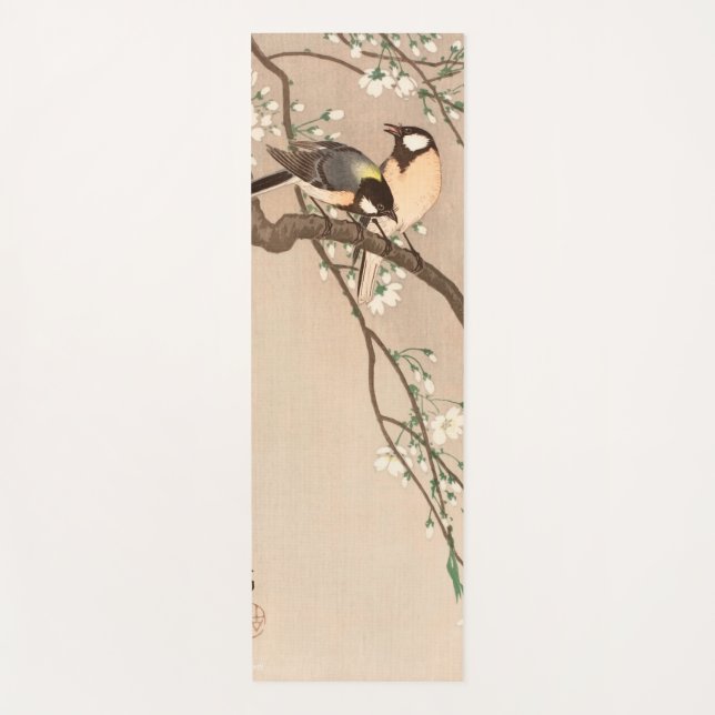 Japanese Asian Koson Bird Chickadee Songbird Yoga Mat (Front)