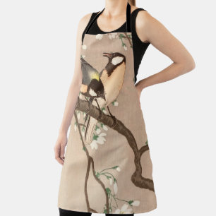 Japanese Asian Ohara Koson Bird Chickadee Songbird Apron