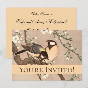 Japanese Asian Ohara Koson Bird Chickadee Songbird Invitation