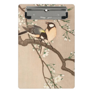 Japanese Asian Ohara Koson Bird Chickadee Songbird Mini Clipboard