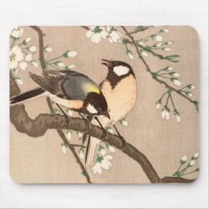 Japanese Asian Ohara Koson Bird Chickadee Songbird Mouse Mat