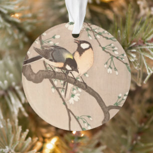 Japanese Asian Ohara Koson Bird Chickadee Songbird Ornament