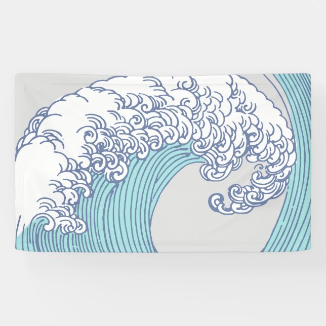 Japanese Asian Surf Wave Art Ocean Art Banner (Horizontal)
