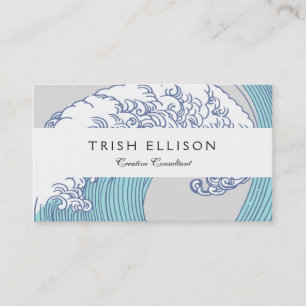 Japanese Asian Surf Wave Art Ocean Art Business Card