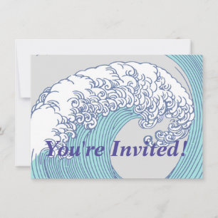 Japanese Asian Surf Wave Art Ocean Art Invitation