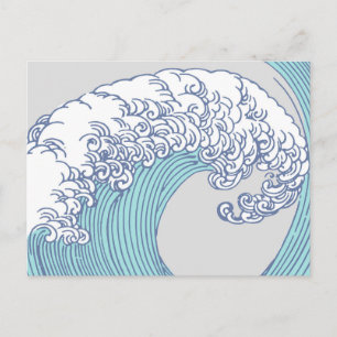 Japanese Asian Surf Wave Art Ocean Art Postcard