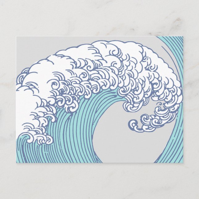 Japanese Asian Surf Wave Art Ocean Art Postcard (Front)