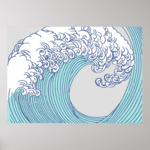 Japanese Asian Surf Wave Art Ocean Art Poster