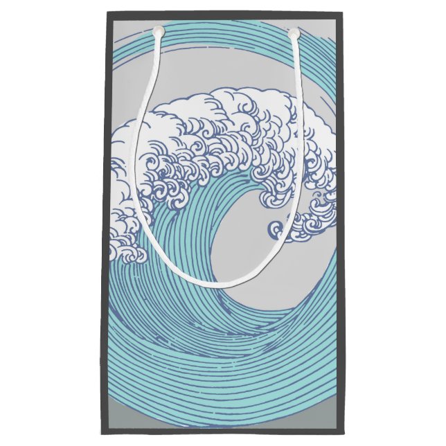 Japanese Asian Surf Wave Art Ocean Art Small Gift Bag (Front)