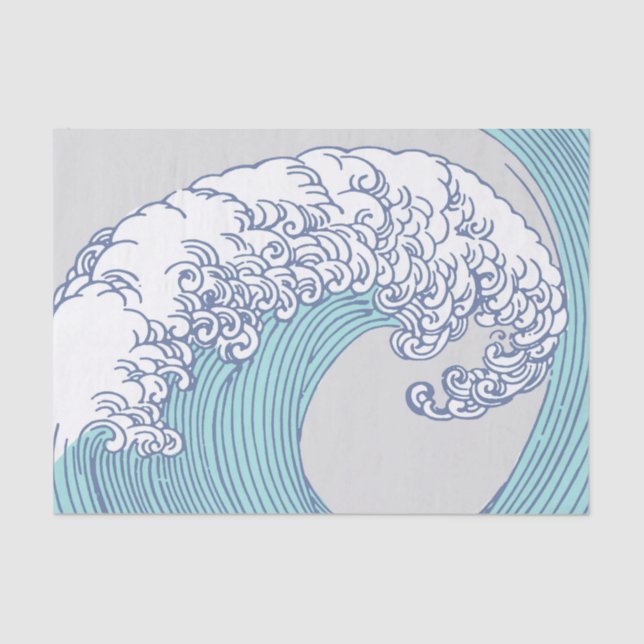 Japanese Asian Surf Wave Art Ocean Art Tissue Paper (Front)