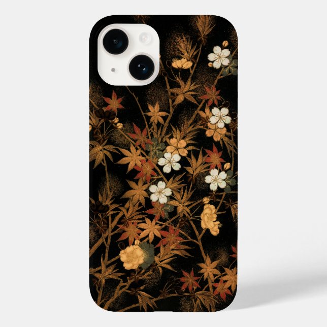 Japanese Autumn iPhone Case with Vintage Artwork (Back)