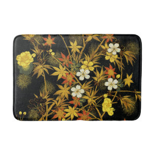 Japanese Autumn Leaves Antique Botanical Bath Mat
