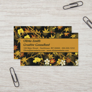 Japanese Autumn Leaves Antique Botanical Business Card