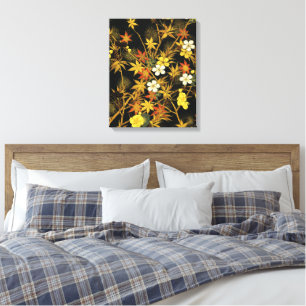 Japanese Autumn Leaves Antique Botanical Canvas Print