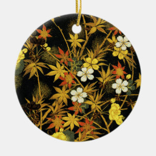 Japanese Autumn Leaves Antique Botanical Ceramic Tree Decoration