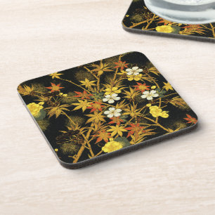 Japanese Autumn Leaves Antique Botanical Coaster