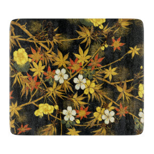 Japanese Autumn Leaves Antique Botanical Cutting Board