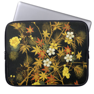 Japanese Autumn Leaves Antique Botanical Laptop Sleeve