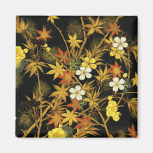 Japanese Autumn Leaves Antique Botanical Magnet