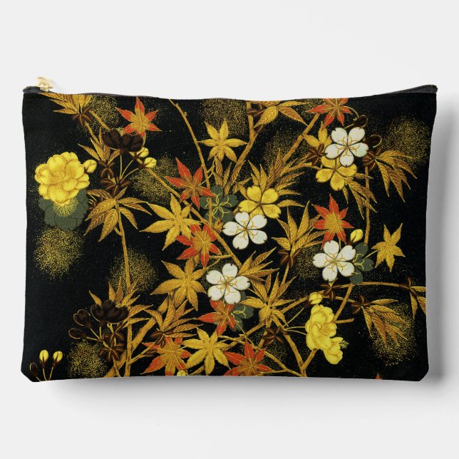 Japanese Autumn Leaves Antique Rich Classic Art Accessory Pouch (Front)