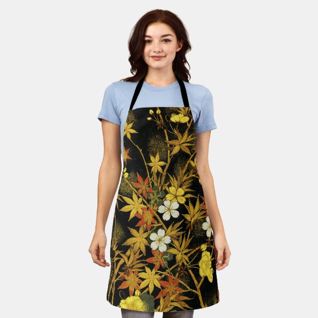 Japanese Autumn Leaves Antique Rich Classic Art Apron (Worn)