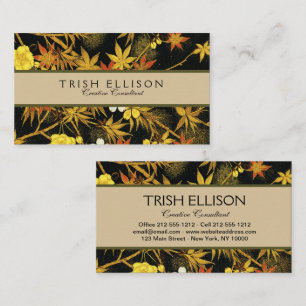 Japanese Autumn Leaves Antique Rich Classic Art Business Card