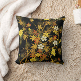 Japanese Autumn Leaves Antique Rich Classic Art Cushion